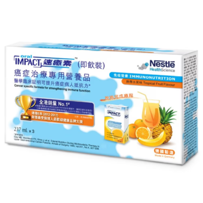 Nestle Oral Impact Speedy Recovery Cancer Treatment Nutritional Supplement Tropical Fruit Flavour 237ml 3-Pack Ready-to-Drink Nutritional Supplement