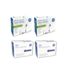 AND Taibo GS100-TS Blood Glucose Test Strips and Lancet Kit 50 Strips × 2 Boxes 50 Strips × 2 Boxes Blood Glucose Monitoring Supplies