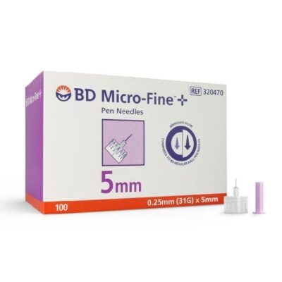 BD Insulin Pen Needles Micro-Fine™ Pen Needles 31G 0.25mm x 5mm 100 Pieces Diabetic Supplies