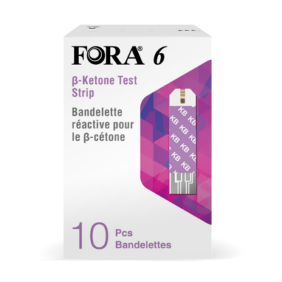 Fora 6-in-1 Blood Glucose Monitor Ketone Test Strips 10 Strips Blood Glucose Test Strips