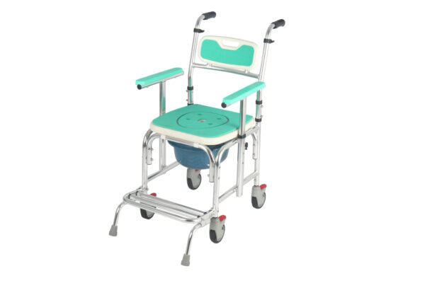 Foxconn Aluminum Alloy Anti-Tip Rolling Shower Commode Chair Narrow Type 49cm Bath Safety Aid