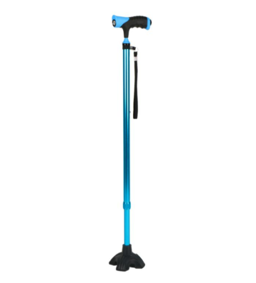時尚四爪帶燈單拐 藍色 高度可調 74-97cm 承重100kg