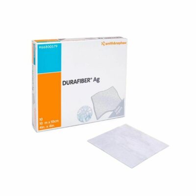 Smith & Nephew Durafiber Ag High-Absorbency Hydrofiber Silver Dressing 10cm x 10cm 10 Pieces Wound Dressing