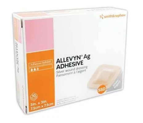施樂輝 Smith & Nephew Allevyn Ag 海綿敷料 (黏貼式 7.5x7.5cm)
