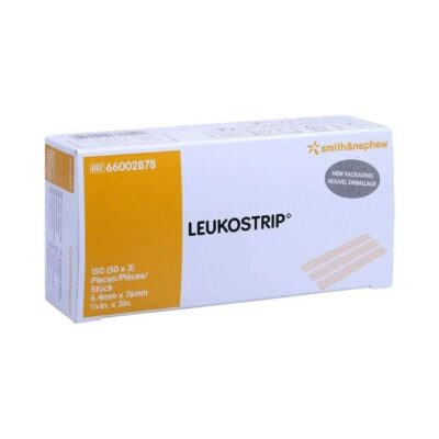 Smith & Nephew Leukostrip Skin Closure Dressing 76 x 6.4mm, 3 Strips per Pack, 50 Packs per Box, Wound Care Dressing