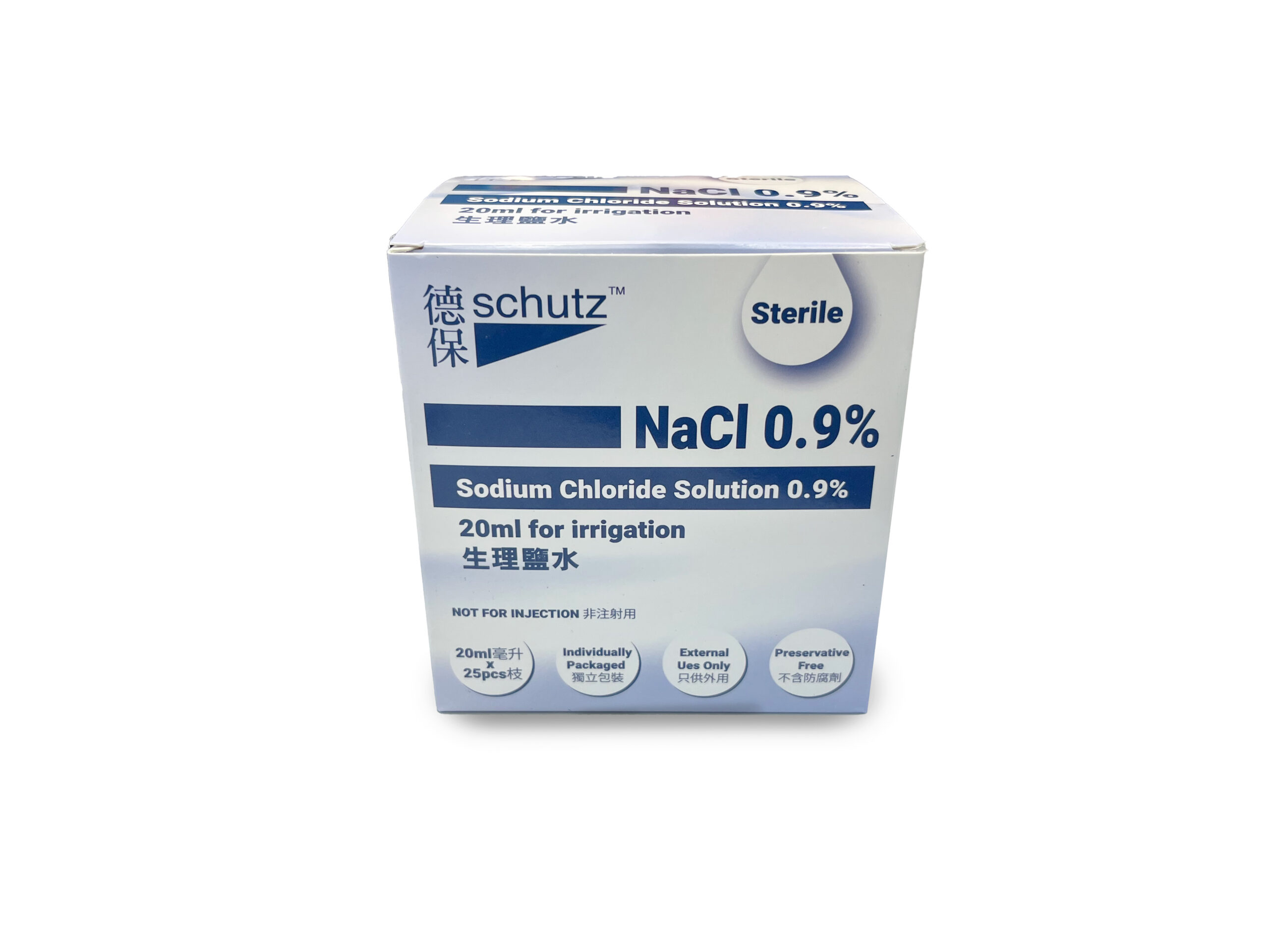 Schutz™ NaCl 0.9% Sodium Chloride Solutions 20ml (Saline Solution)